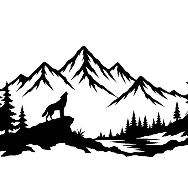 Muurdecoratie - Landschap met wolf - Signature Collectie